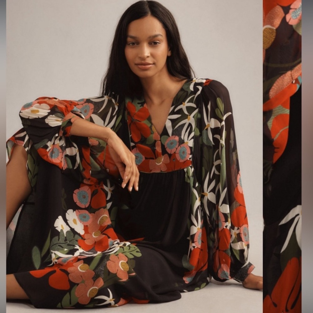 Farm Rio Floral V-Neck Dress